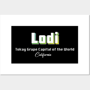 Lodi California Yellow Text Posters and Art